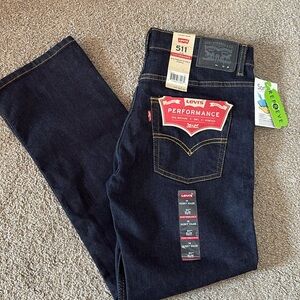 Levi 511 Slim Jeans Size 14 Husky Size 33 x 28 Dark Wash New with Tags!